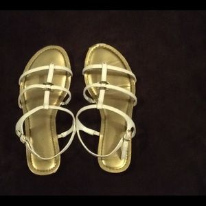 White and gold Chaps sandals